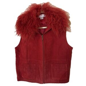 Lisa International Scarlet Faux Fur 100% Suede Vest L